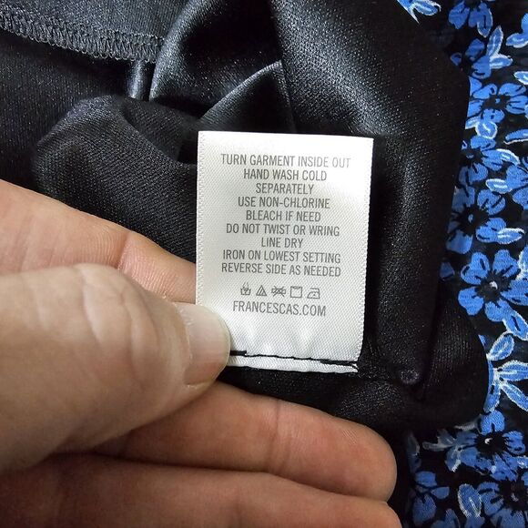 Mi Ami Francesca’s Black Blue Lucy Smocked Floral Ruffle Dress S NWT - Picture 8 of 14